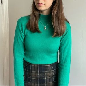 Vintage green mock neck long sleeve knit